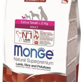 Monge extra small adult sausas pašaras (ėriena ir ryžiai) 2,5kg