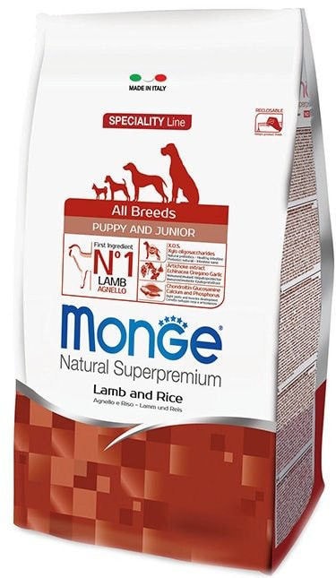Monge puppy sausas pašaras (ėriena ir ryžiai) 12kg