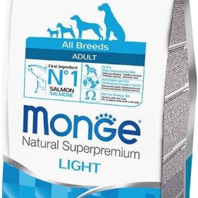 Monge Light adult sausas pašaras suaugusiems šunims su lašiša ir ryžiais 12kg