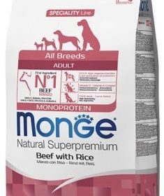 Monge Dry Dog Spec. Line suaugusiems visų veislių šunims su jautiena ir ryžiais 12kg