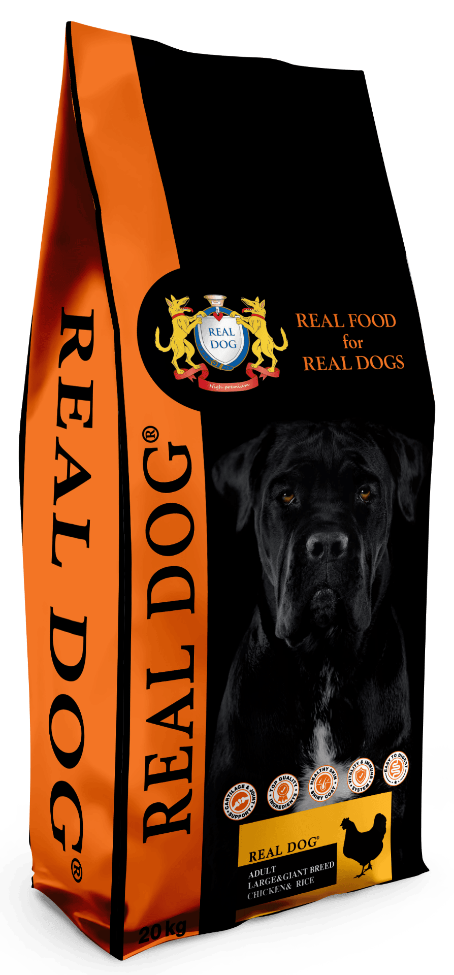 Real Dog Adult Large-Giant Breeds su vištiena ir ryžiais 20kg
