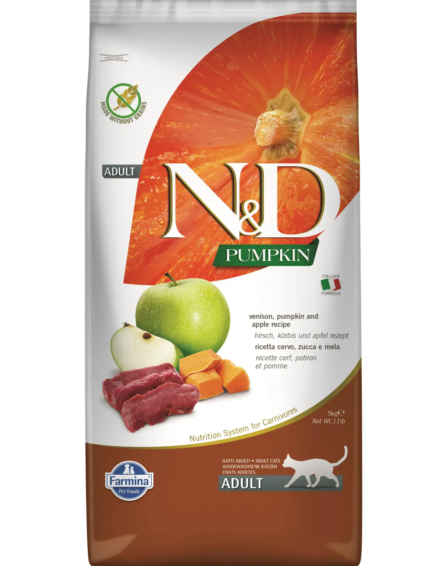 FARMINA N&D PUMPKIN - CAT Dry Venison&Apple ADULT 5 kg