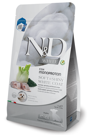 FARMINA N&D WHITE - DOG Dry Sea Bass Spirulina&Fennel PUPPY MINI 1 5 kg
