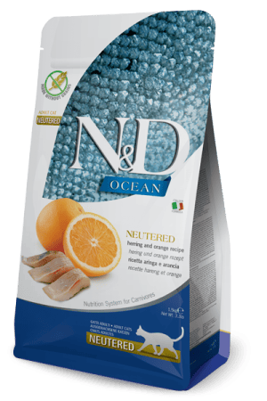 FARMINA N&D OCEAN - CAT Dry Herring&Orange NEUTERED ADULT 1,5 kg