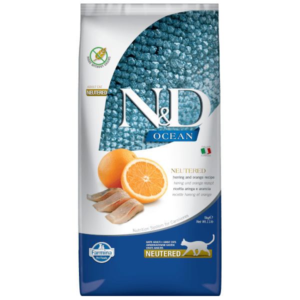 FARMINA N&D OCEAN - CAT Dry Herring&Orange NEUTERED ADULT 5 kg