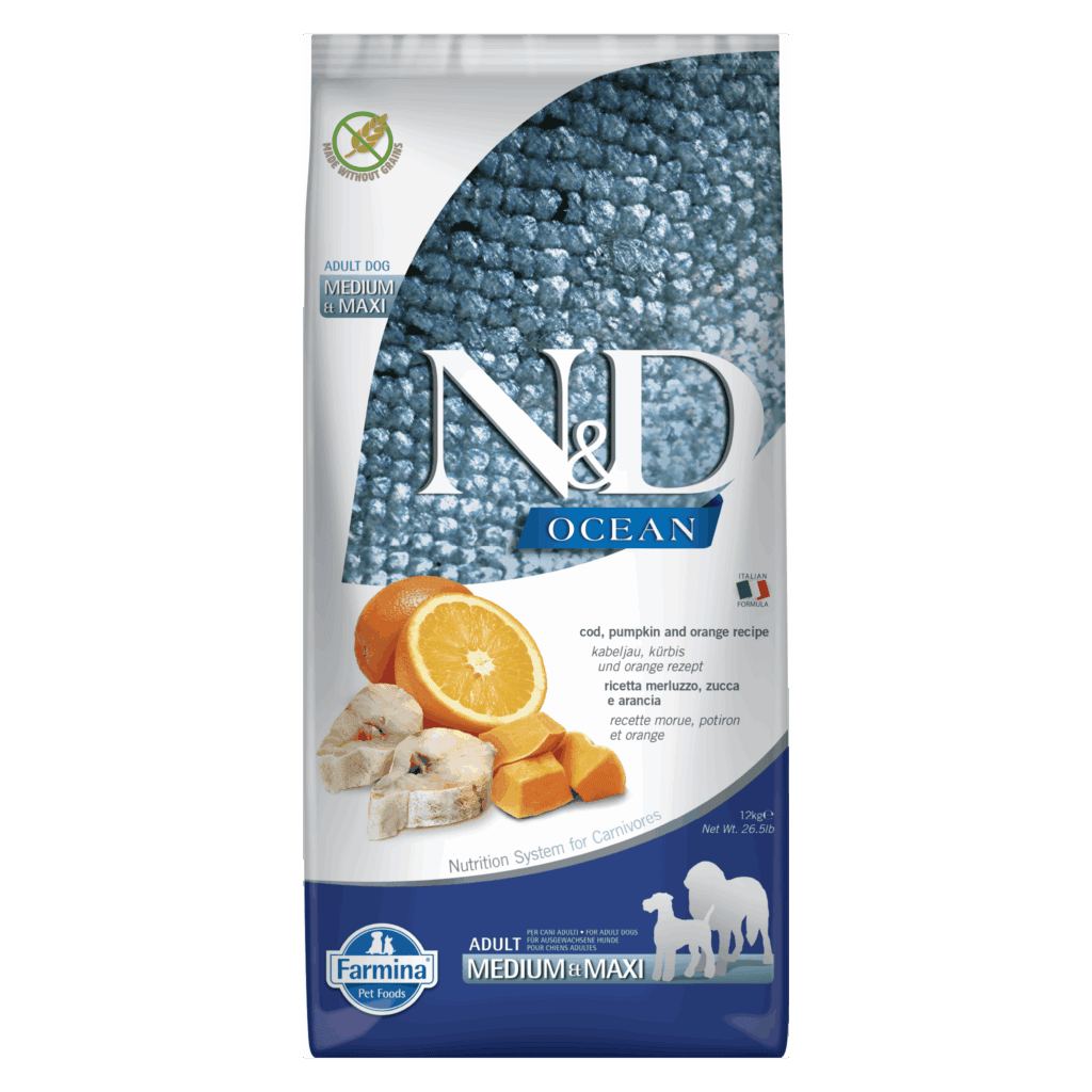 FARMINA N&D OCEAN - DOG Dry Cod Pumpkin&Orange ADULT MED&MAX 12 kg