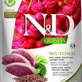 FARMINA N&D QUINOA - DOG Dry NEUTERED Duck Broccoli&Asparagus ADULT MED&MAX 2,5 kg