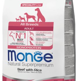 Monge Monoprotein adult sausas pašaras su jautiena ir ryžiais 2,5kg