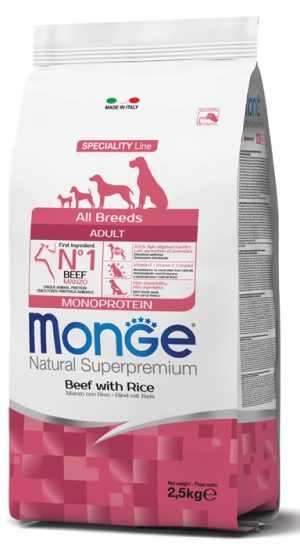 Monge Monoprotein adult sausas pašaras su jautiena ir ryžiais 2,5kg