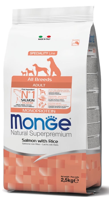 Monge adult sausas pašaras (lašiša ir ryžiai) 2,5kg