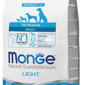 Monge Light adult sausas pašaras (lašiša ir ryžiai) 2,5kg