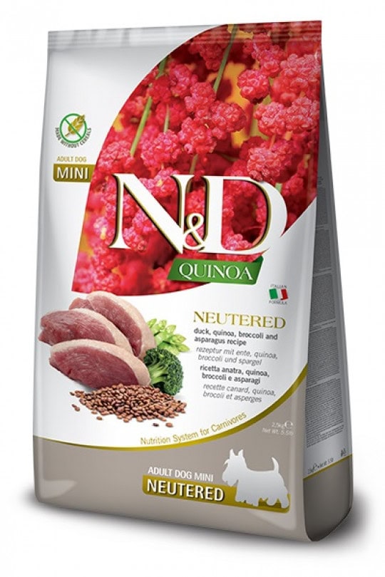 FARMINA N&D QUINOA - DOG Dry NEUTERED Duck Broccoli&Asparagus ADULT MINI 2,5 kg