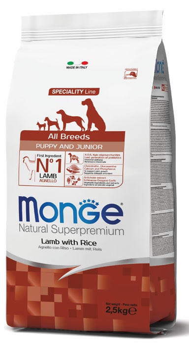 Monge puppy sausas pašaras (ėriena ir ryžiai) 2,5kg