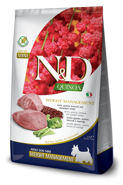 FARMINA N&D QUINOA - DOG Dry WEIGHT MANAGEMENT Lamb&Broccoli ADULT MINI 2,5 kg