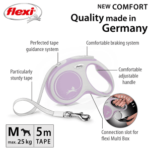 FLEXI pavadėlis šuniui New Comfort M juostinis 5m, rožinis - papildoma nuotrauka 2