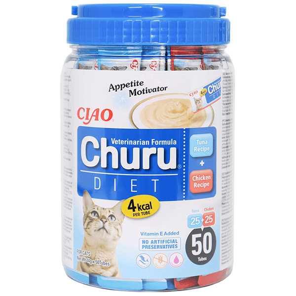 Churu funkcinis dietinis kreminis skanėstas katėms, su tunu ir vištiena 50 vnt.