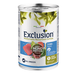 Exclusion Mono Protein Mediterraneo konservuotas pašaras šunims su tunu, 400 g