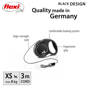 FLEXI pavadėlis šuniui Back Design XS virvinis 3m, juodas - papildoma nuotrauka 2