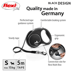FLEXI pavadėlis šuniui Black Design S juostinis 5m, juodas - papildoma nuotrauka 2