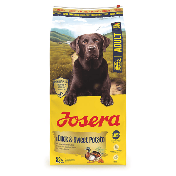 Josera Duck and Sweet Potato M/M sausas pašaras šunims su antiena ir batatais, 12,5 kg