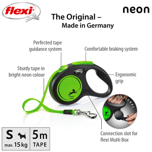 FLEXI pavadėlis šuniui New Neon S juostinis 5m, žalias - papildoma nuotrauka 2