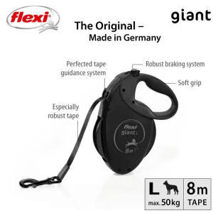 FLEXI pavadėlis šuniui Giant L Black Edition, juostinis 8m, juodas - papildoma nuotrauka 2