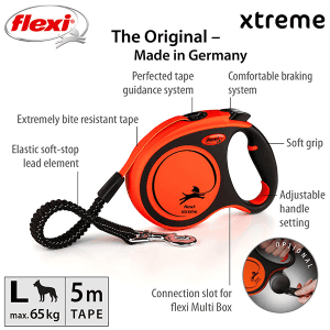 FLEXI pavadėlis šuniui Xtreme L juostinis 5m, oranžinis - papildoma nuotrauka 2