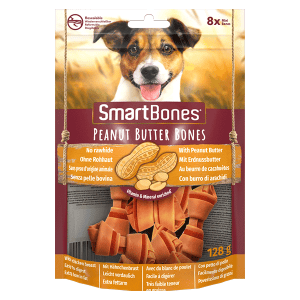 SmartBones Peanut Butter Bones skanėstai su riešutų sviestu mažų veislių šunims, 8 vnt.
