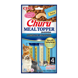 Churu Meal topper skanėstas katėms maistui gardinti su tunu ir šukutėmis, 4 vnt.