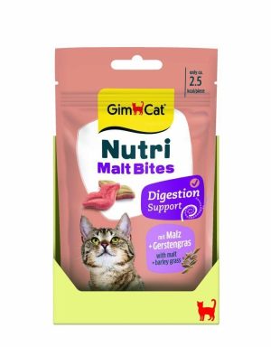 GIMCAT NUTRI MALT BITES – Traškūs skanėstai katėms nuo plaukų gumuliukų, 40 g