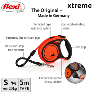 FLEXI pavadėlis šuniui Xtreme S juostinis 5m, oranžinis - papildoma nuotrauka 2