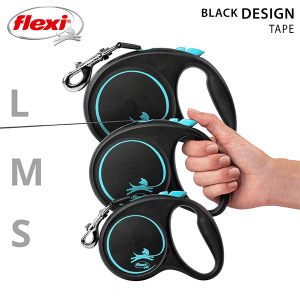 FLEXI pavadėlis šuniui Black Design L juostinis 5m, mėlynas - papildoma nuotrauka 4