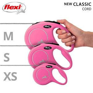FLEXI pavadėlis šuniui New Classic XS virvinis 3m, rožinis - papildoma nuotrauka 4