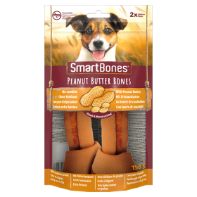 SmartBones Peanut Butter Bones skanėstai su riešutų sviestu vidutinio dydžio veislių šunims, 2 vnt.