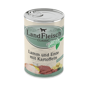 Landfleisch konservai šunims, ėriena, antiena, bulvės, 400g