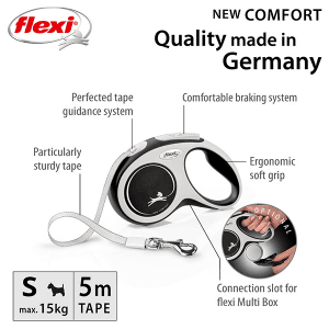 FLEXI pavadėlis šuniui New Comfort S juostinis 5m, juodas - papildoma nuotrauka 2