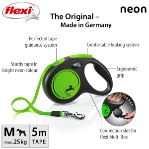 FLEXI pavadėlis šuniui New Neon M juostinis 5m, žalias - papildoma nuotrauka 2