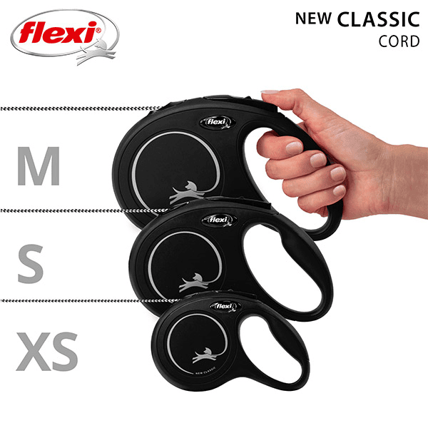 FLEXI pavadėlis šuniui New Classic M virvinis 8m, juodas - papildoma nuotrauka 4