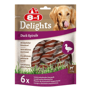 8in1 Delights spiralės skanėstai šunims, su antiena, 6 vnt, 113g