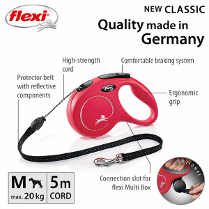 FLEXI pavadėlis šuniui New Classic M juostinis 5m, raudonas - papildoma nuotrauka 2