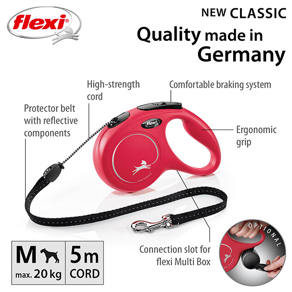 FLEXI pavadėlis šuniui New Classic M juostinis 5m, raudonas - papildoma nuotrauka 2