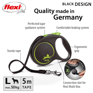 FLEXI pavadėlis šuniui Black Design L juostinis 5m, žalias - papildoma nuotrauka 2