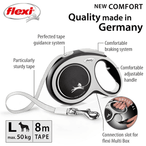 FLEXI pavadėlis šuniui New Comfort L juostinis 8m, juodas - papildoma nuotrauka 2
