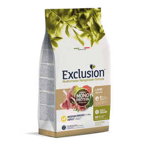 Exclusion Mono Protein Mediterraneo sausas pašaras vidutinių veislių šunims su ėriena, M, 12 kg