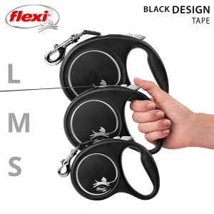 FLEXI pavadėlis šuniui Black Design S juostinis 5m, juodas - papildoma nuotrauka 4