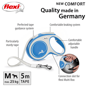 FLEXI pavadėlis šuniui New Comfort M juostinis 5m, žydras - papildoma nuotrauka 2