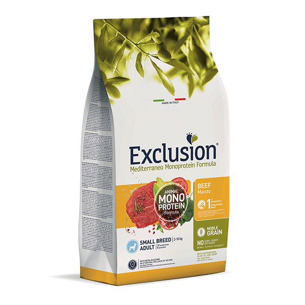 Exclusion Mono Protein Mediterraneo sausas pašaras mažų veislių šunims su jautiena, S, 500g