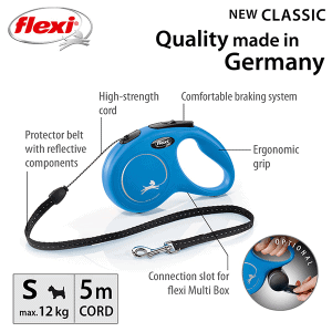 FLEXI pavadėlis šuniui New Classic S virvinis 5m, mėlynas - papildoma nuotrauka 2