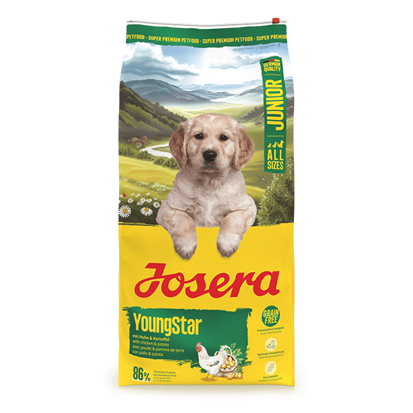 Josera Young Star begrūdis sausas pašaras jauniems šunims su paukštiena, 12,5kg