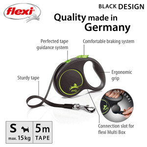 FLEXI pavadėlis šuniui Black Design S juostinis 5m, žalias - papildoma nuotrauka 2